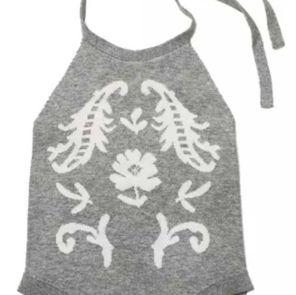 Grey Flower Knit Infant Romper